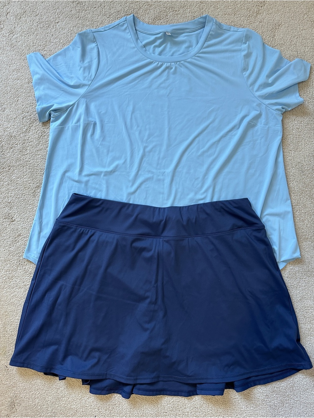 Plus Size Light Blue Athletic Tee & Navy Skort Set